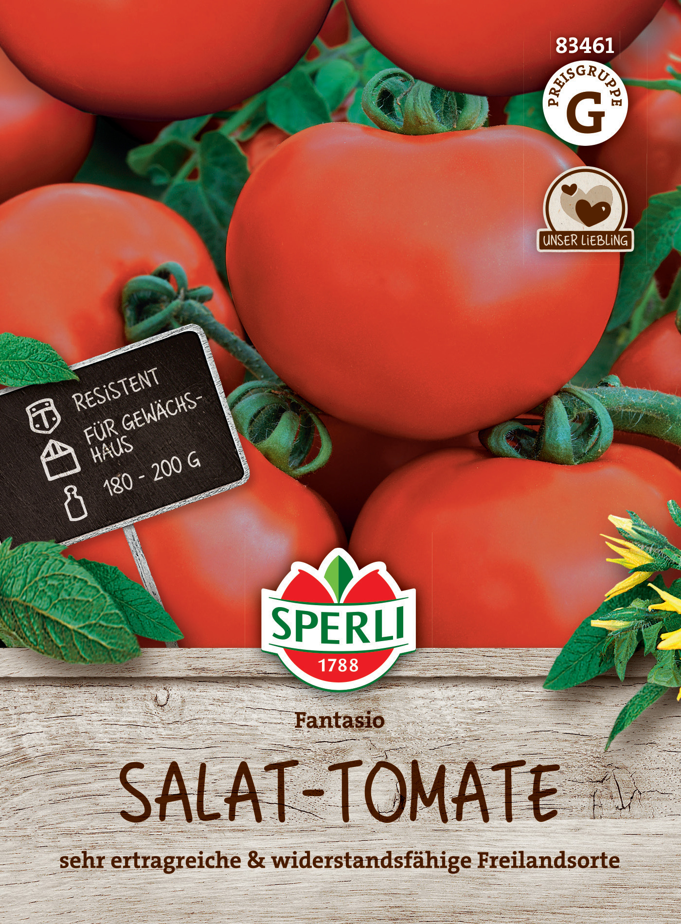Rote Salattomaten auf einem Holzbrett, als Freilandsorte, resistent für Gewächshaus, 180-200 g.