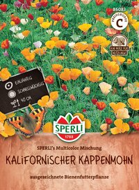Bunter kalifornischer Kappenmohn, 40 cm hoch, mehrfarbig, schnellwüchsig, einjährig, Bienenfutterpflanze.