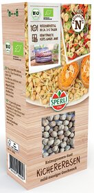 Kichererbsen Saat, mild nussiger Geschmack, in Packung sichtbar, Marke Sperli.