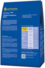 Blaue Verpackung mit gelber Kiepenkerl-Logo, weißem Text, Tabellen und QR-Code.
