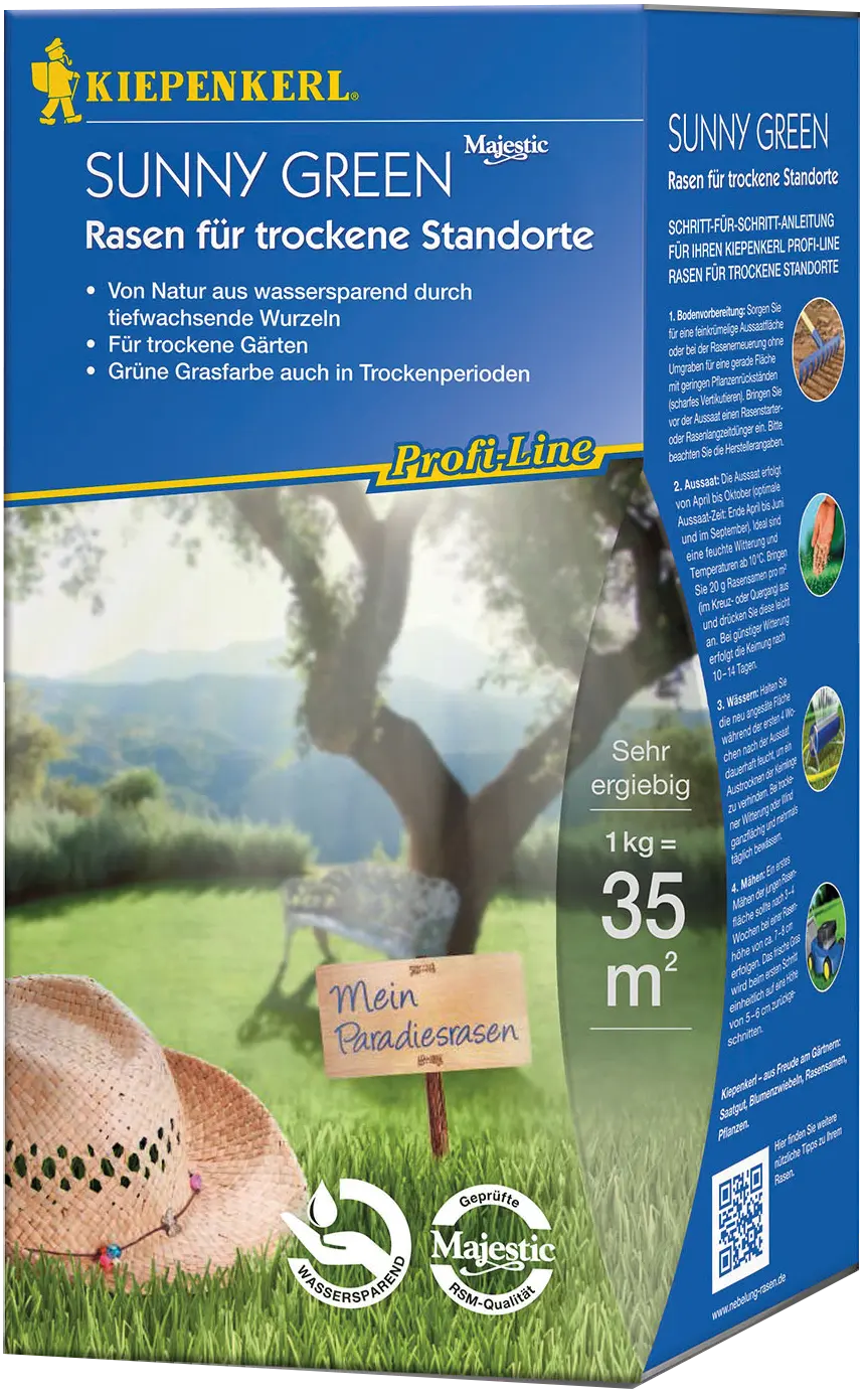 Sunny Green Rasensamen für trockene Standorte, 1 kg