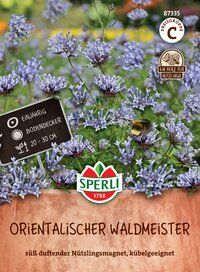 Bodenbedeckende, duftende, einjährige Pflanze mit blauen Blüten, für Nützlinge geeignet, 20-30 cm hoch.