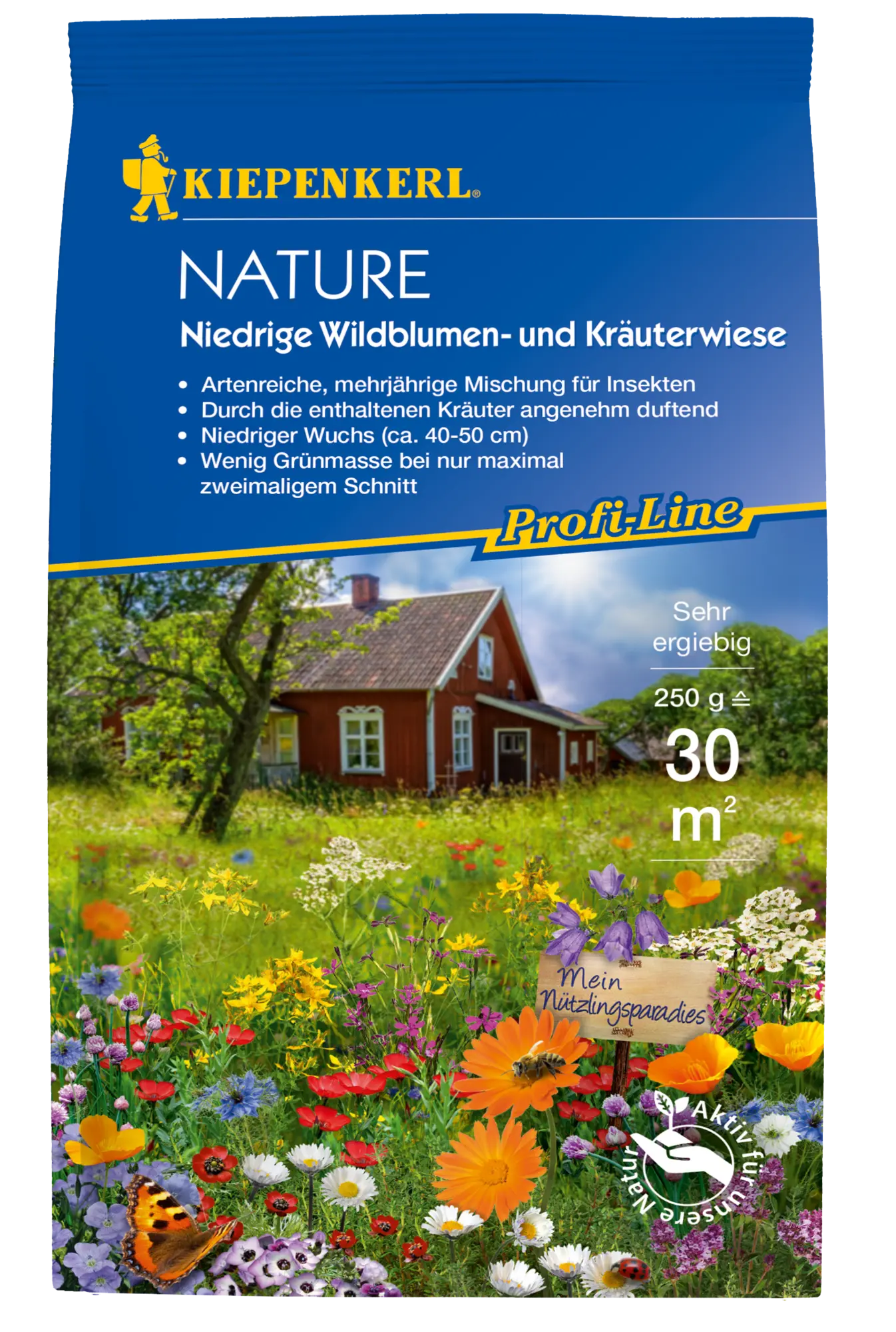 Nature Niedrige Wildblumen- und Kräuterwiese, 0,25 kg, Rasensamen