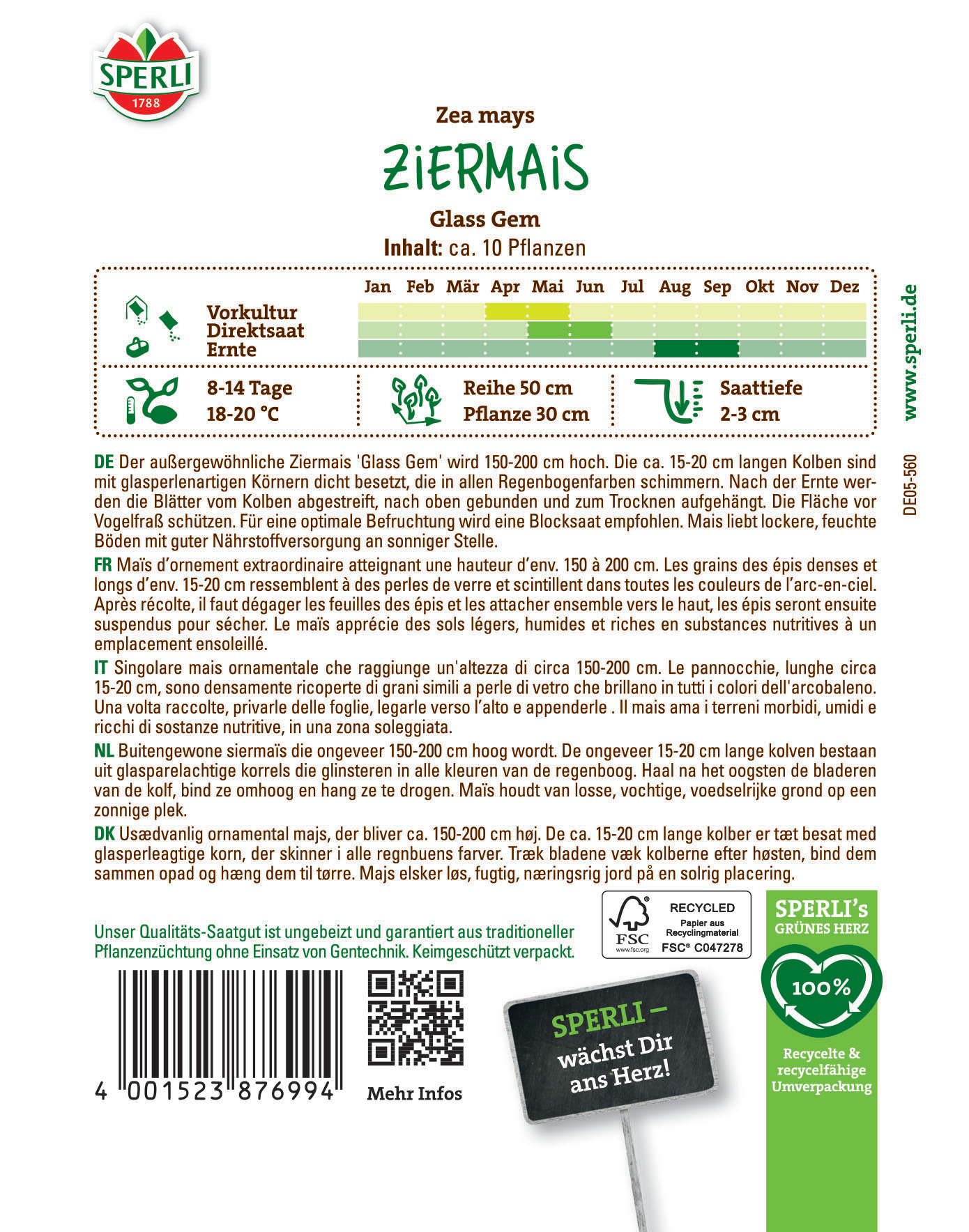 Bild mit Pflanze, Spargelgrün, Label mit Logo und Text.