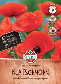 Rotblühende Klatschmohnblumen, Packung, 60-80 cm hoch, für Wildbienen und Natur, Bio-Saatgut.