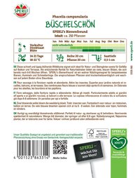 Blühende Büschel schön mit kleinen Blättern, Text auf grünem Schild.