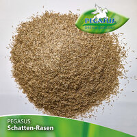 Haufen aus Samen mit Pegasus Logo im oberen rechten und grüner Bander im unteren Bereich