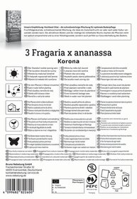 Anleitung und Produktinformationen für Hochbeet Vital mit Ananas, Text in mehreren Sprachen, Symbolen für Pflanzenpflege.