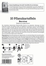 Anleitung für den Anbau von 10 Pflanzkartoffeln Bernina mit Text und Diagrammen.